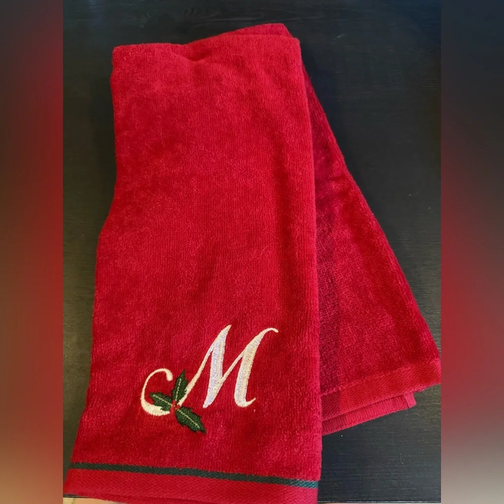 NWT, Red Monogrammed Towel Set of 2